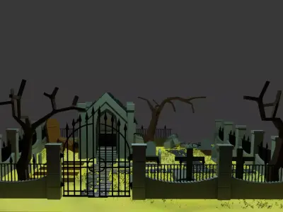 Graveyard low poly Free 3D model