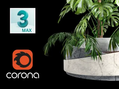 Monstera and Palm plant 3D model