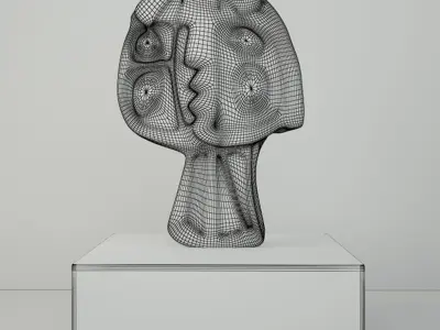 Modernist Bronze Abstract Sculpture 3D model