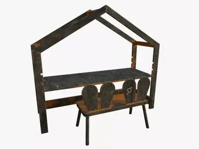 Kid Desk Chair Children Room Playing Room Equipment 3D model