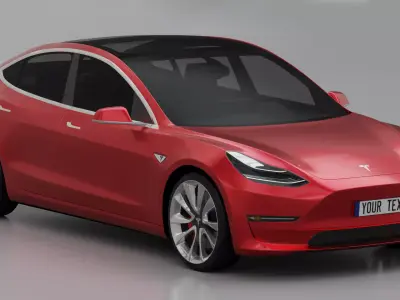 Tesla Model 3 3D model Rigged