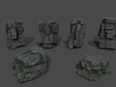 cliff rocks   Low-poly 3D model