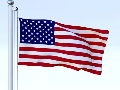 Animated US Flag Low-poly 3D model
