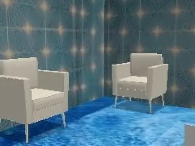 House with brick wall and fence 3D model