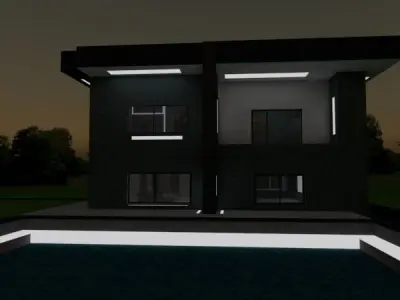 Luxury Mansion night 3D print model