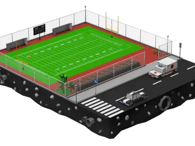 American Football Field Low-poly 3D model
