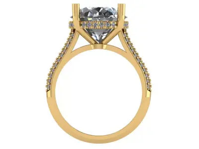 Oval shaped Ring with under Halo and pave setting on the shank 3D print model