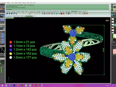 Luxury Floral Diamond Bangle for Women 77a  3D print model