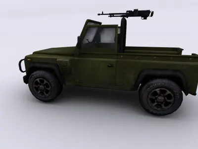 land rover defender military Low-poly 3D model