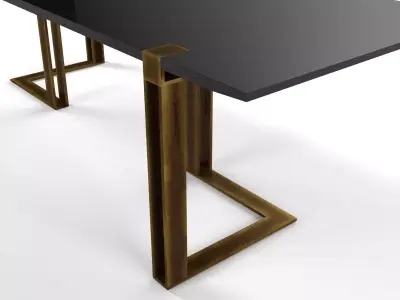 BlackandGold dining table with brass legs 3D model