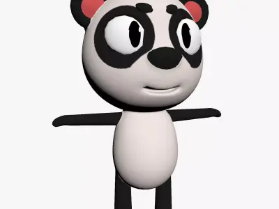 Cartoon Panda Character Low-poly 3D model