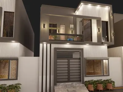 3 Marla house exterior design and animation 3D model