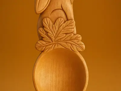 Carved Wooden Rabbit Spoon 3D print model