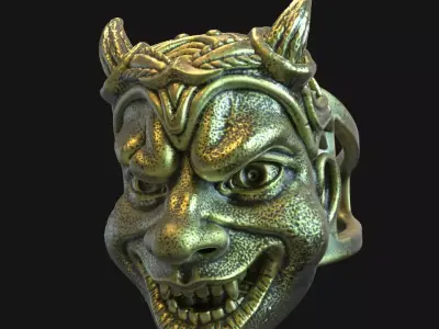 skull ring jewelry Demon  vol2  3D print model