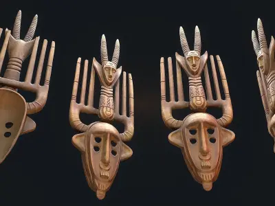 African mask 10 Low-poly 3D model