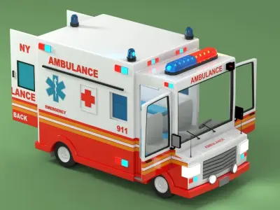 Ambulance Low-poly 3D model