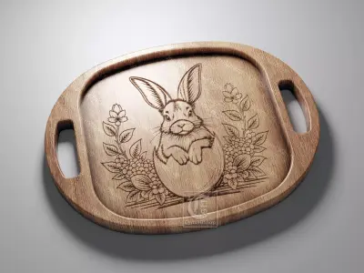 Easter Bunny Tray - Digital Files for CNC Router 3D model