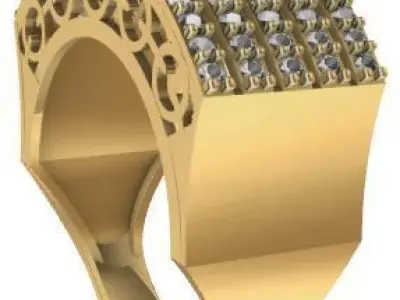 Line Diamond Ring 3dm  stl render detail 3D print model  3D print model