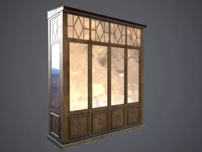 Closed wood balcony for house - B Low-poly 3D model Low-poly 3D model