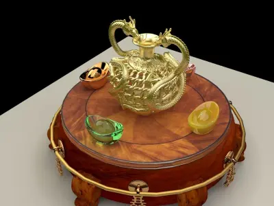 Chinese golden  dragon vase  3D model