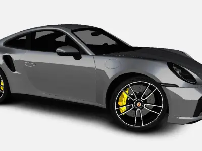 Porsche 911 992 Turbo S 2021 with Simple Interior Gameready Low-poly 3D model