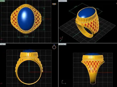 Turkish silver ring men 3D model