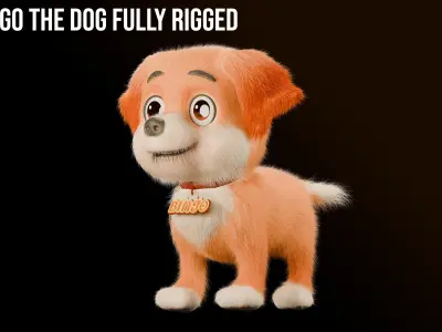 Bingo The Dog Fully Rigged Animation Ready 3D model