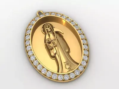  santa muerte holy death small size pendant 3D STL 3DM skull 3D print model