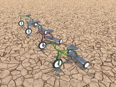 Game Ready Tricycle with controller Low-poly 3D model
