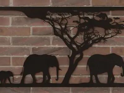 Metal Wall Art Elephant 3D model