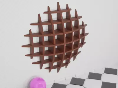 Wooden bookshelf spherical style furniture 3D model