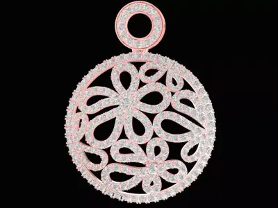 Elegant Round Floral Diamond Pendant for Women 2272 3D print model