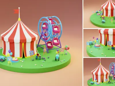 Cartoon Public Buildings Islands Exteriors 2 Low-poly 3D model