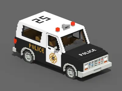 Voxel Police SUV Low-poly 3D model