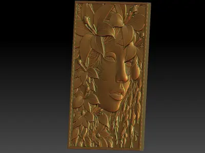 1 girl and flower CNC Relief Model 3D print model