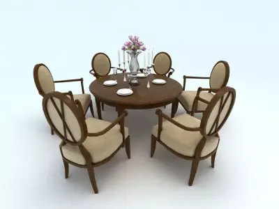 table dining and chairs 3D model
