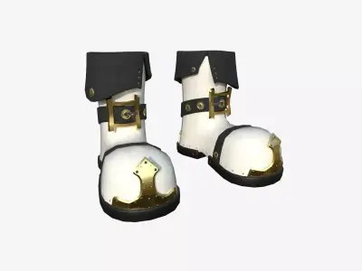 Medieval Boots A10 Luxury Gold - Fantasy Character Design Low-poly 3D model