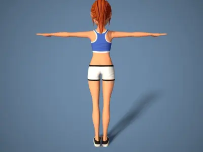 cartoon sport girl Low-poly 3D model