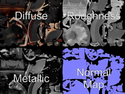 Samurai Helmet D Model Pack Low-poly 3D model