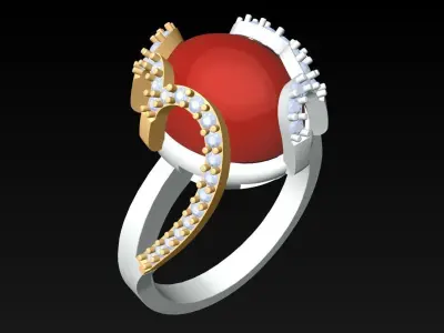 Oval Stone Ring - Womens Rings - GN235 3D print model