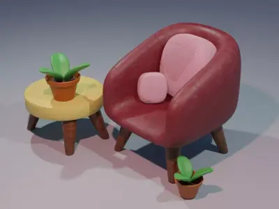 Living Room Chairs 3D model