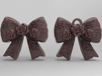 valentines rose ribbon bow  3D print model