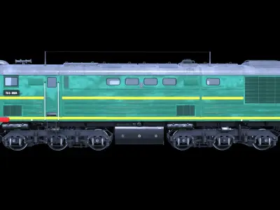 Soviet TE3 diesel locomotive 3D model