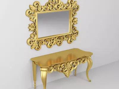 Classic Console Table and Mirror 001 3D model