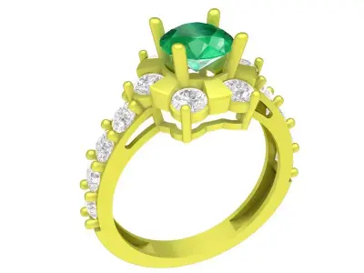 Luxury Floral Halo Gemstone Ring 3D Model  4168 3D print model