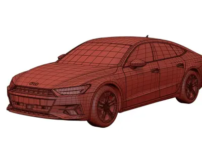 Modern luxury sedan unbranded 3D model