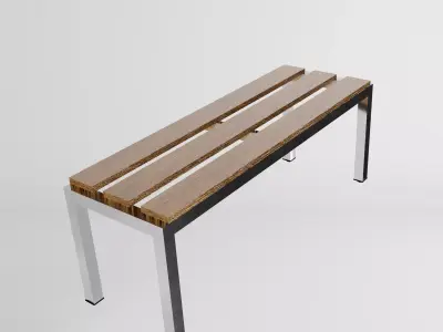 Wooden Locker Room Bench  Low-poly 3D model
