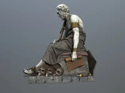 man statue Low-poly 3D model