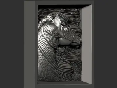Horse silver head in frame 3D print model