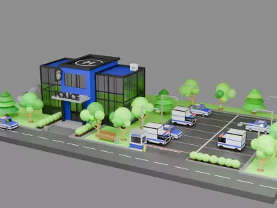 Low-Poly Police Station - Modular Stylized City Pack Low-poly 3D model